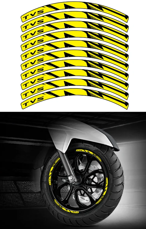 Alloy Wheel Radium Sticker For TVS Scooter | Printed In Premium Radium With FPF(Fade Protection Film), Water Proof, Precut Sticker, Pack Of 10